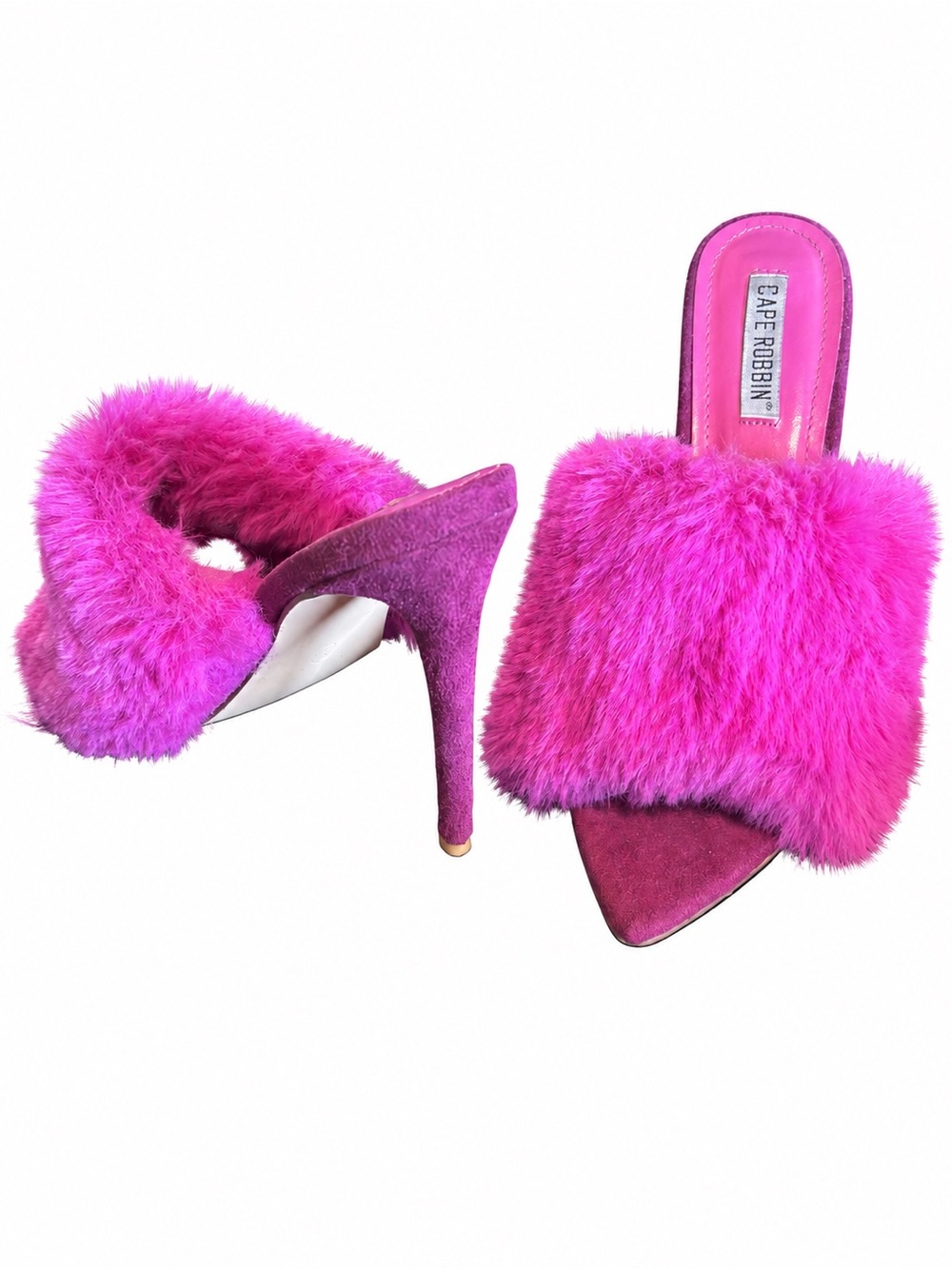 Cape Robbin Savage Magenta Faux Fur Stiletto Mules Size 9